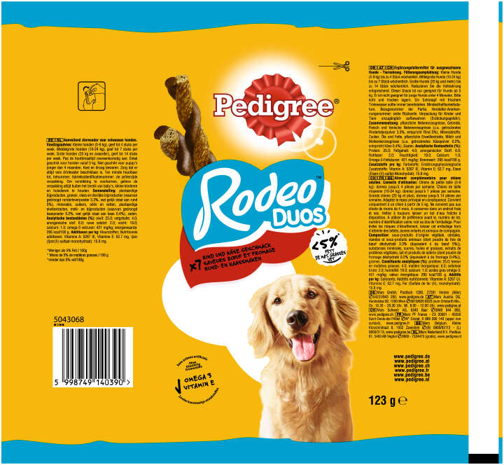 Pedigree Hundeleckerlis RODEO Duos mit Rind und Käse Geschmack